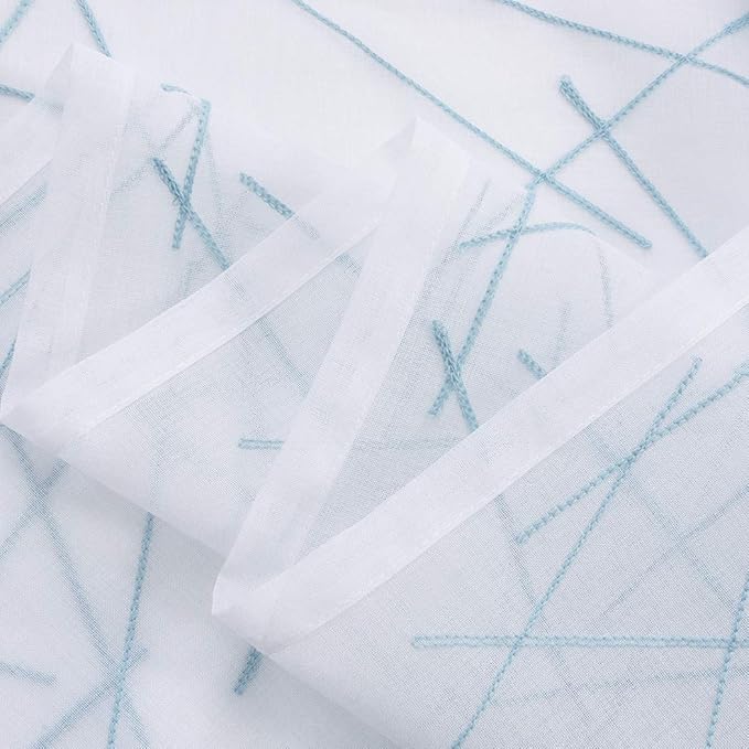 Blue Sheer Curtains 63 Inches, Rod Pocket Voile Drapes - Image 7