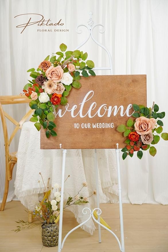 Wedding decor Welcome Sign Flower Backdrop Garland - Image 4