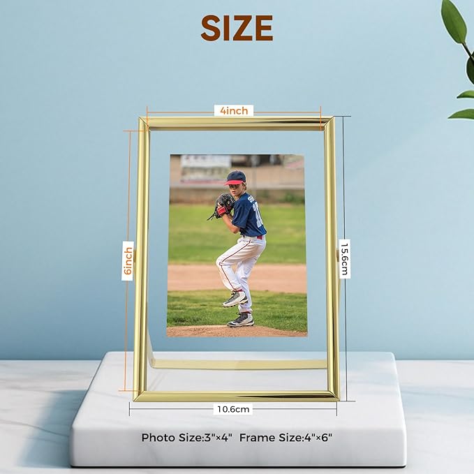 Gold Floating Frame, For Picture 3.5x5, Small Tabletop Photo Frame, Classy Gift - Image 2