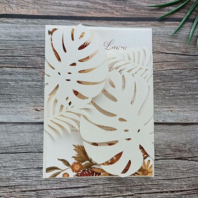 MillaSaw 20pcs Palm Wedding Invitations Cards by MillaSaw