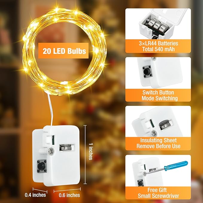 12 Pack Fairy Lights Battery Operated - 7ft 20 Led Twinkle Lights 3 Modes - Image 8
