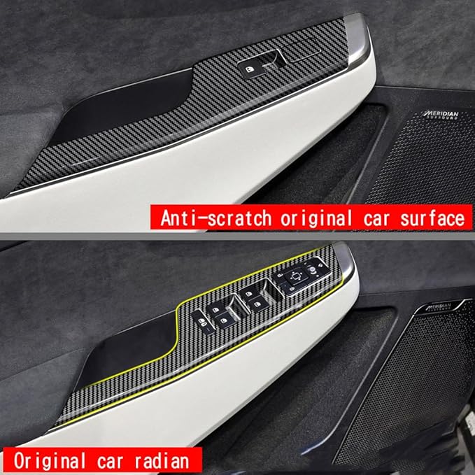 4pcs Carbon Fiber Style Front Rear Doors Window Glass Lift Switch Panel Cover - Image 6