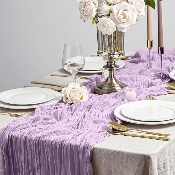 Lilac Purple Cheesecloth Table Runner Boho 10ft Gauze Cheese Cloth Gorgeous by BlueTopCoLtd