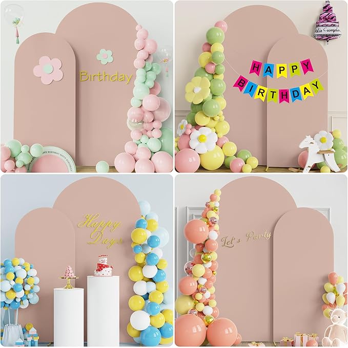 Fomcet Wedding Arch Cover 7.2FT, 6FT Nude Spandex Fitted Fabric Arch Backdrop - Image 5