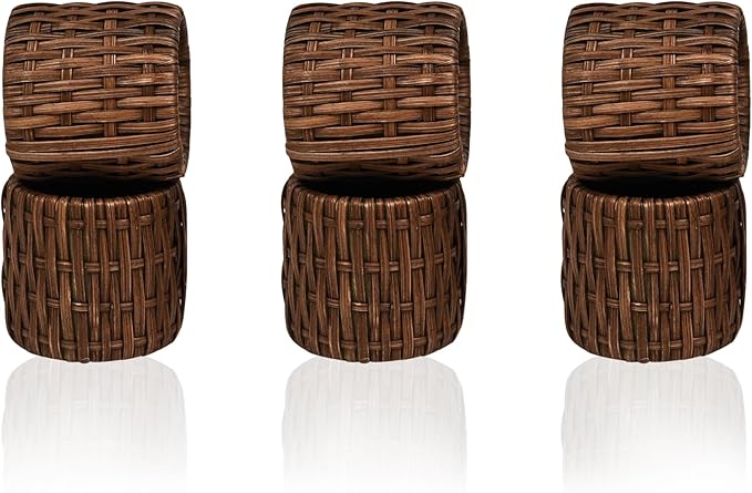 Woven Napkin Rings Set of 12, Handmade Cane Fall Napkin Rings Holders, Natural - Image 7