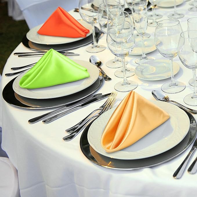 Aneco 12 Pieces Satin Napkins Soft Dinner Napkins Multicolor Square Weddings - Image 6