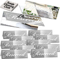 12 Pcs 6" x 2" Silver Reserved Table Signs, Mirrored Double Sided Table Tent by Framokoko
