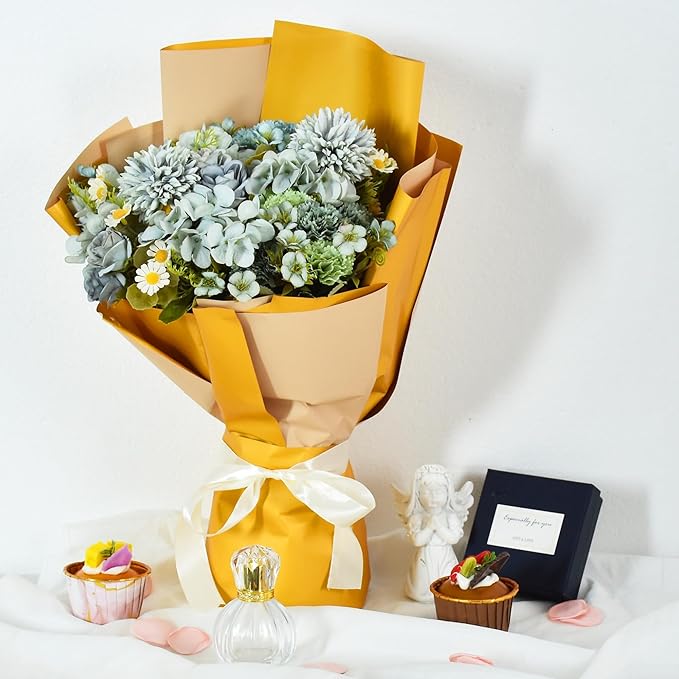 BEISHIDA 20Pcs Gold and Kahki Double Sided Floral Wrapping Paper Matte - Image 6