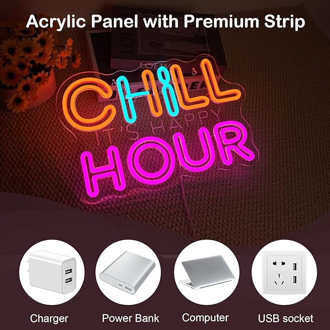CHILL HOUR Neon Sign, Colorful LED Wall Light - Image 9