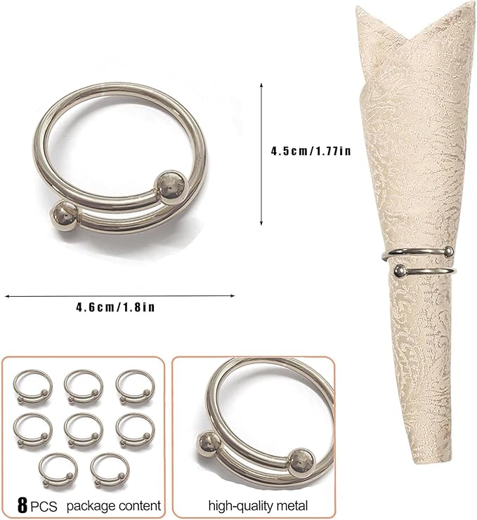 8 Pcs Silver Napkin Rings - Image 2