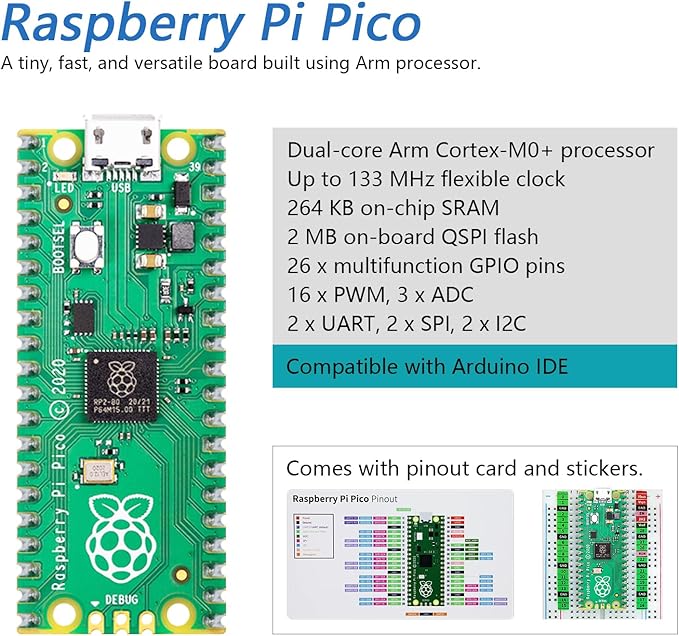Freenove Basic Starter Kit for Raspberry Pi Pico, Dual-core Arm Cortex-M0+ - Image 3