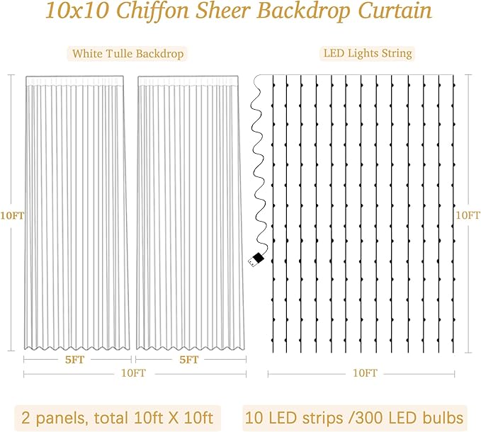 10x10ft White Sheer Backdrop Curtain - Image 7