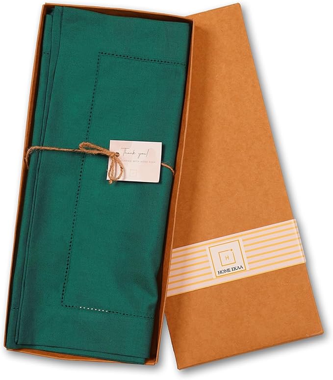 Green Table Runner 90 Inch – Cotton Linen Hemstitch Farmhouse Table Runner - Image 4