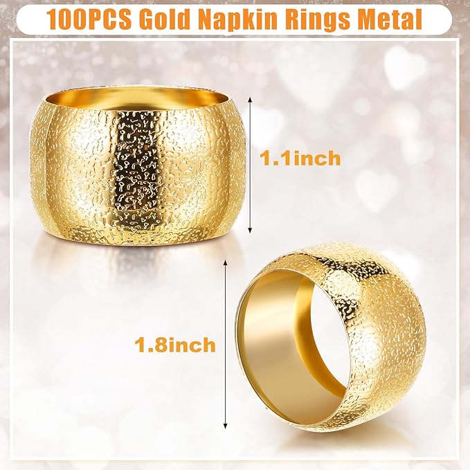 Lallisa 100 Pcs Gold Napkin Rings Metal Napkin Ring Holders - Image 2