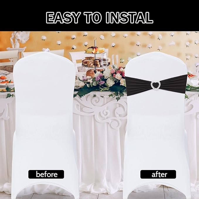 Howhic Pack of 30 Spandex Chair Sashes Bows Stretch Chair Cover Band - Image 4