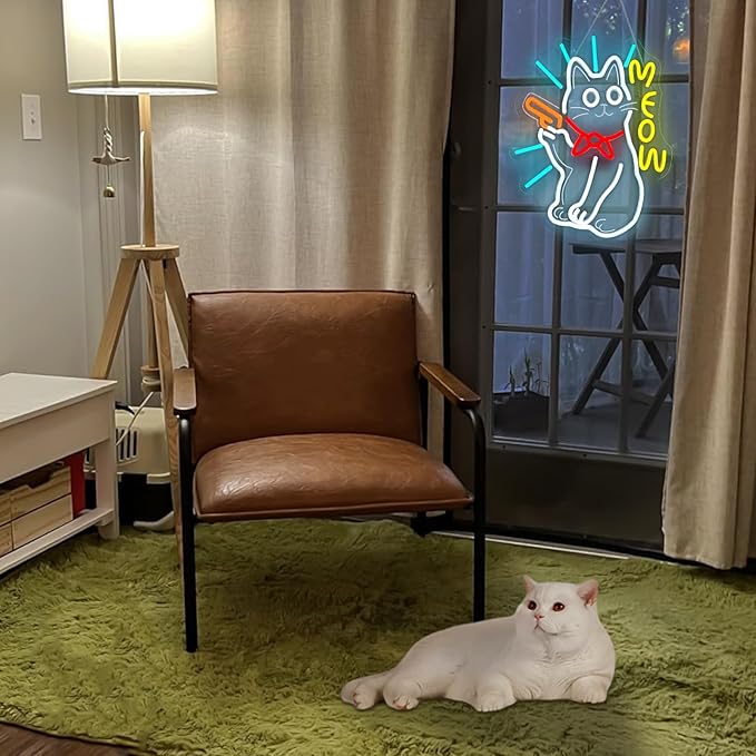 MEOW Cat Neon Sign, Cute LED Wall Light - Image 4