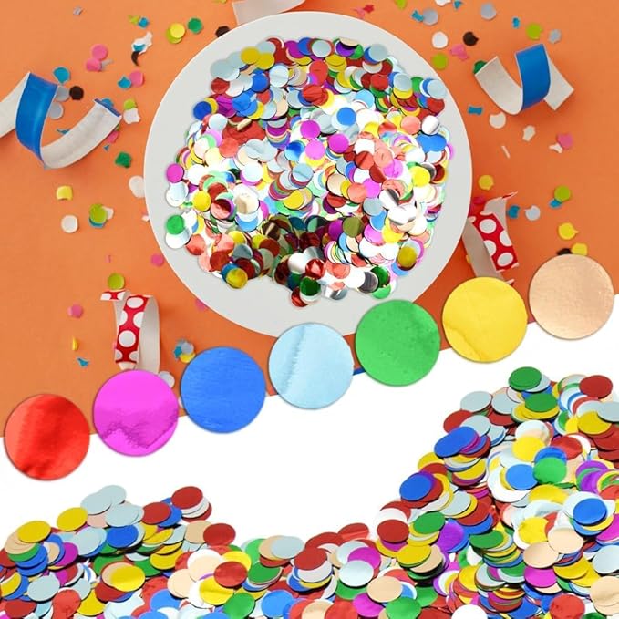 Multicolor Metallic Foil Confetti Round Dots Glitter Rainbow Table Confetti - Image 2