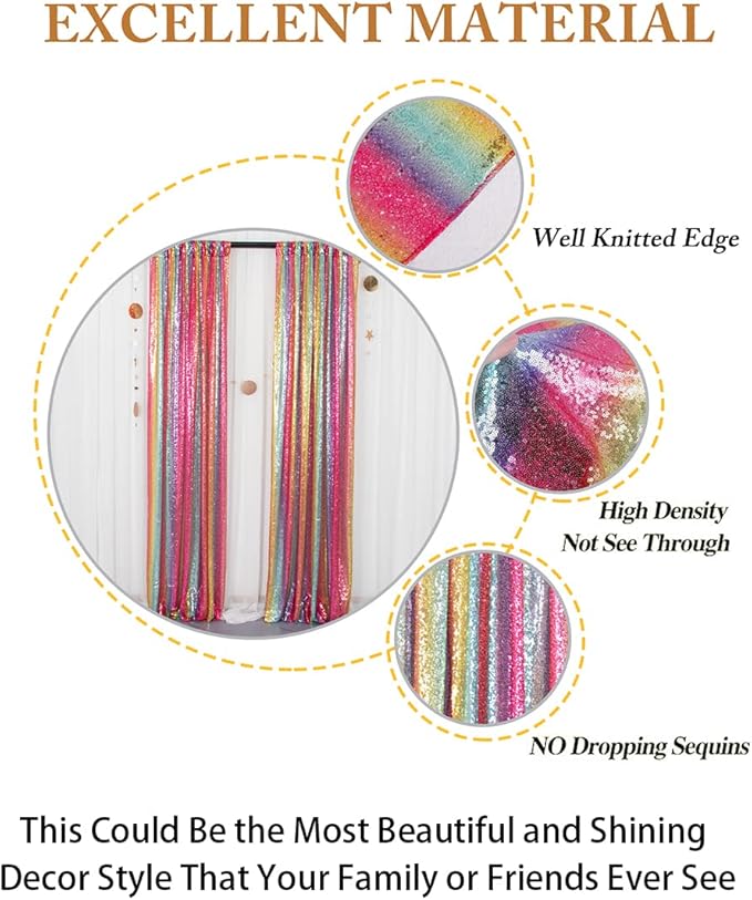 ShinyBeauty Sparkle Backdrop Curtain 2 Panels Set Sequin Photo Backdrop 2FTx8FT - Image 4