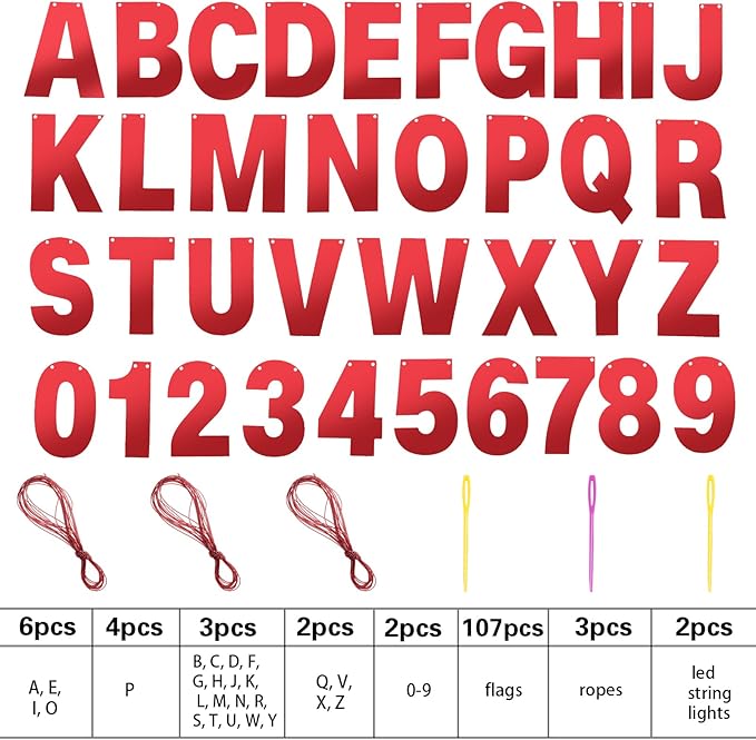 TaoBary 112 Pcs DIY Letter Kit Glitter Customizable Banner Letters Include 107 - Image 2