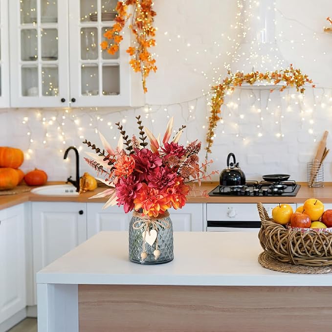 Fake Fall Flowers in Vase, Faux Flowers in Vase, Fall Floral Arrangement - Image 3