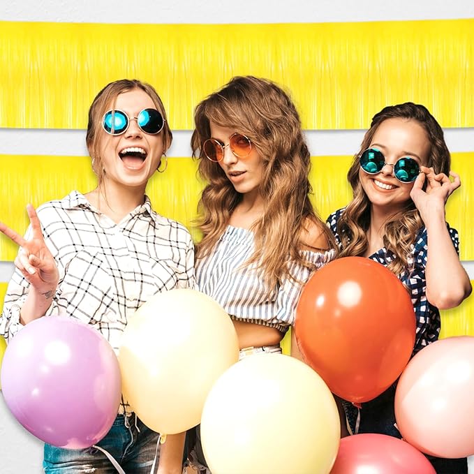 4 Pack 10 Feet Yellow Foil Fringe Garland Metallic Tinsel Streamers Banner Wall - Image 5