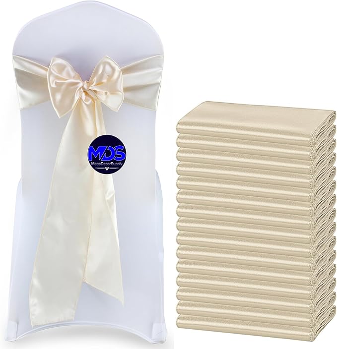 MDS Pack of 50 PCS Satin Chair Sashes Charmeuse Sateen Dining Chair Bows Ribbon by MDS