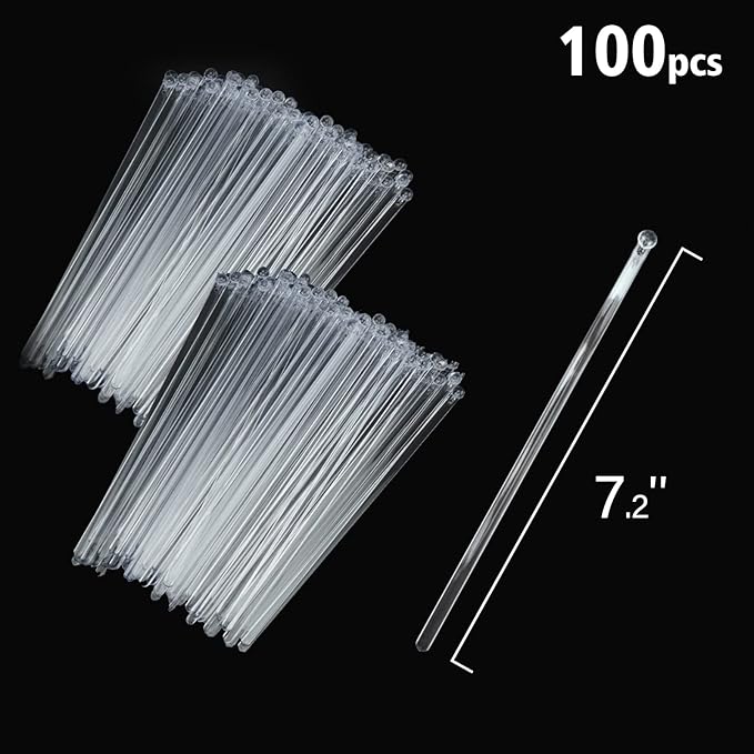 100-PCS Clear Plastic Swizzle Sticks, Crystal Cake Pops, Cocktail Coffee Drink - Image 6