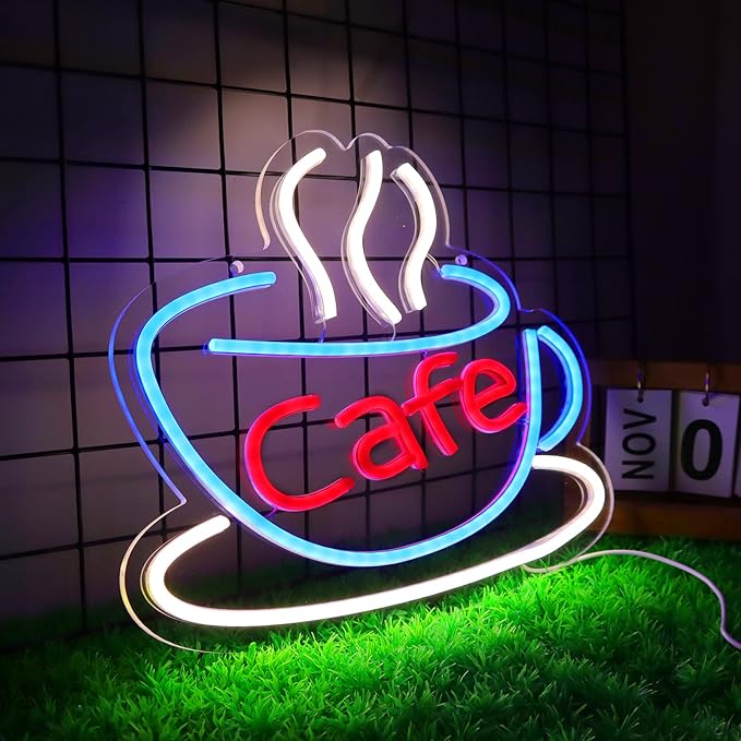 Cafe Neon Sign for Coffee Bar Pub Decor, Led Light of Cafe, USB Power Supply - Image 2