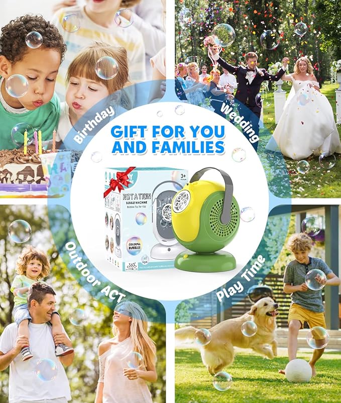 Bubble Machine, Automatic Bubbles Blower, 360° Rotation, 75° Adjustment - Image 5