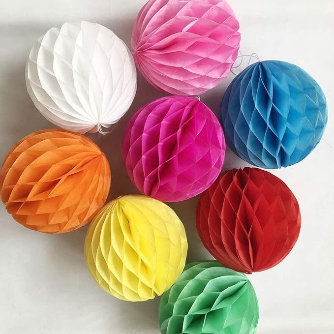 8pcs 10 Inch Paper Honeycomb Balls Decorative Tissue Pom Poms Flower Art - Image 3