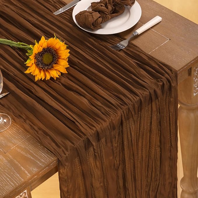 Brown Cheesecloth Table Runner Tan 6 Pack Fall Table Runners Boho Gauze 120 - Image 7