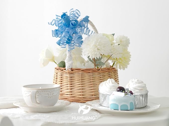 HUIHUANG Blue Bows for Gift Wrapping Baby Blue Gift Bows 5 inch x 8 Counts - Image 6