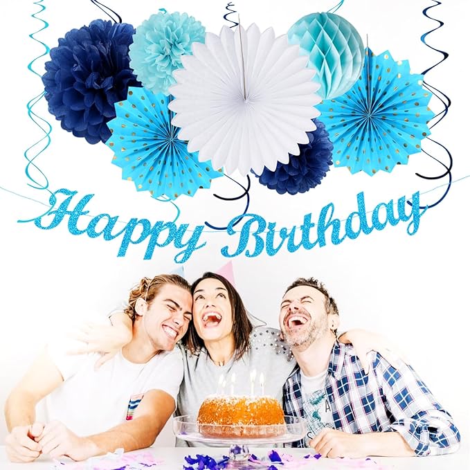 Light-Royal Blue White Birthday Party-decorations - Image 4