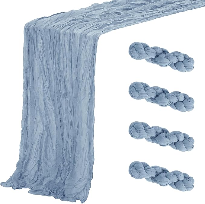 Aktor 4 Pack Dusty Blue Table Runner Boho Cheesecloth Table Runner Semi Sheer by Unknown