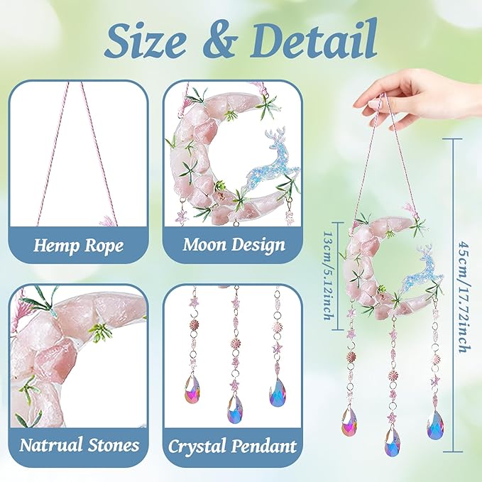 TUOKING Crystal Suncatchers for Window Green Deer Pink Dreamy Crystal Natural - Image 4