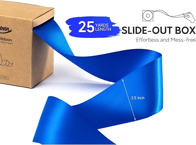 Royal Blue Satin Ribbon 2.5 Inch Double-Faced Ribbons 25 Yards - Image 2