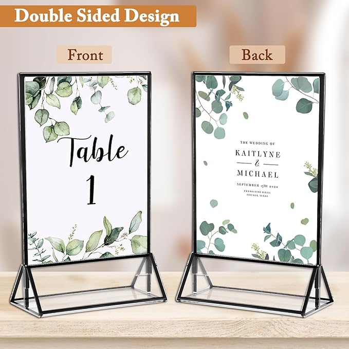 Floroom 6 Pack 5x7 Inch Clear Acrylic Sign Holders, Double-Sided Black Display - Image 4