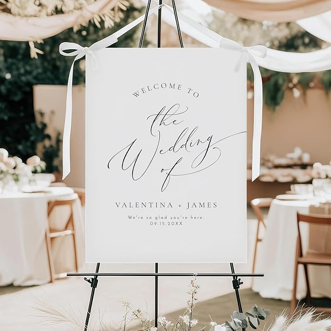 Personalized Wedding Welcome Sign, Elegant Minimalist Wedding Sign Signage 12" by CENOVACY