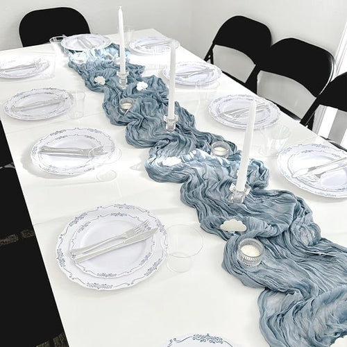 10 Pack Dusty Blue Cheesecloth Table Runner 35x120 Inch, Fall Thanksgiving 10FT - Image 2