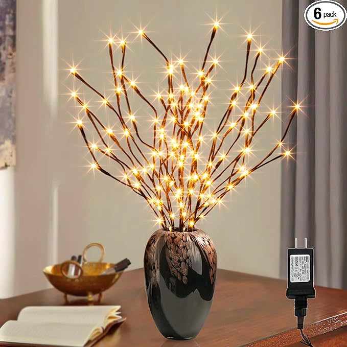 PEIDUO Lighted Willow Branches 30Inch 120 LED Twig Lights, 6PK Tree Branch by PEIDUO