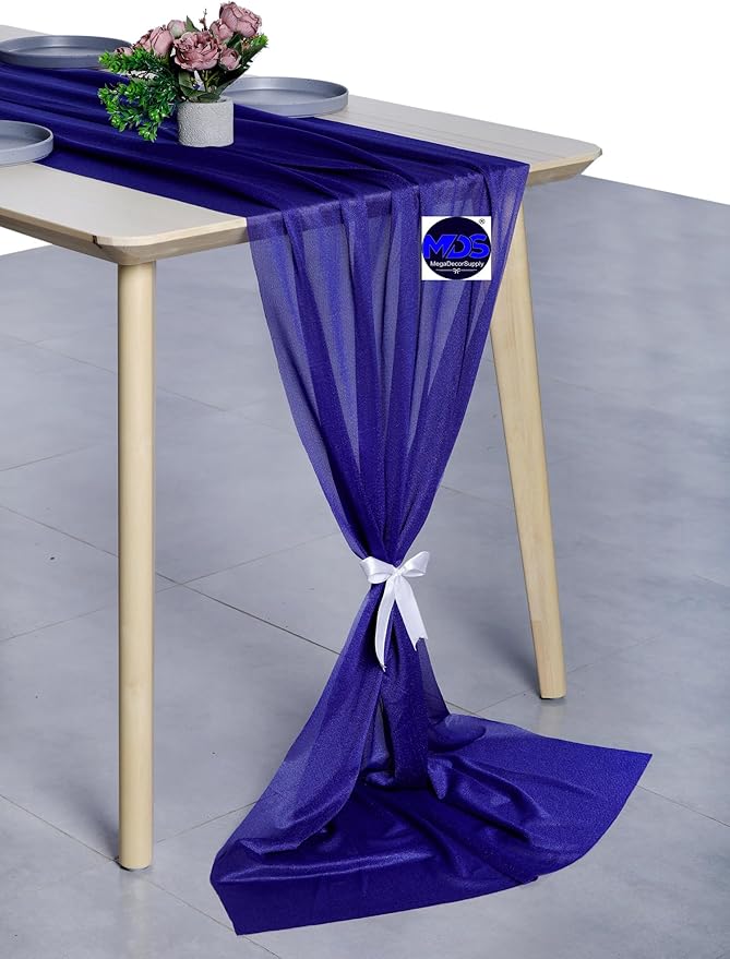 MDS 5 Pack 10ft Chiffon Table Runner 29 x 120 Inches Sheer Wedding Runner - Image 3