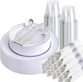 SUT 175 Pcs Silver Plastic Dinnerware Set by SeeYouTomorrow