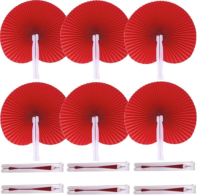 12 Packs Decorative Paper Folding Hand Fans Handheld by Bestage