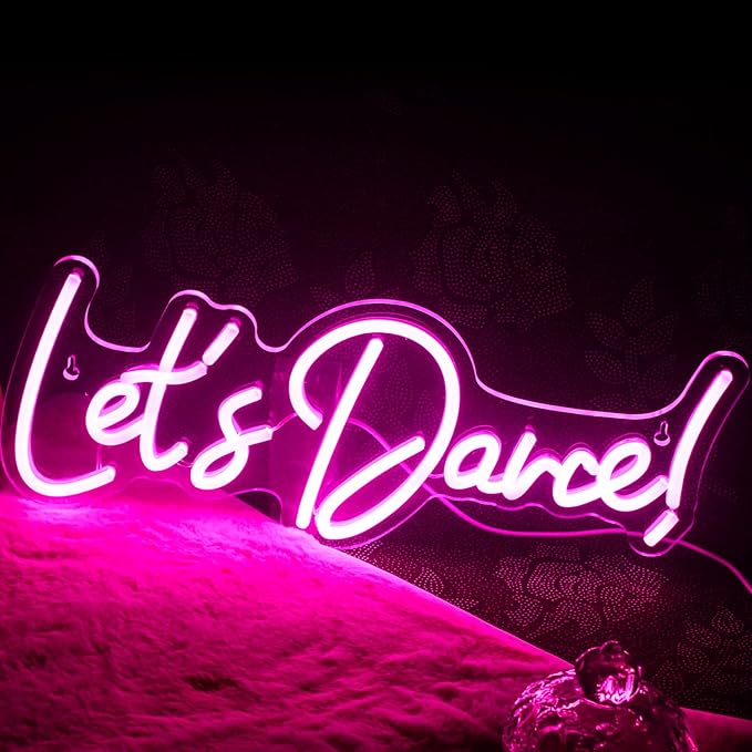 Wanxing Let's Danced Neon Signs Let's Dance Neon Light Up Sign Pink Led Word - Image 5