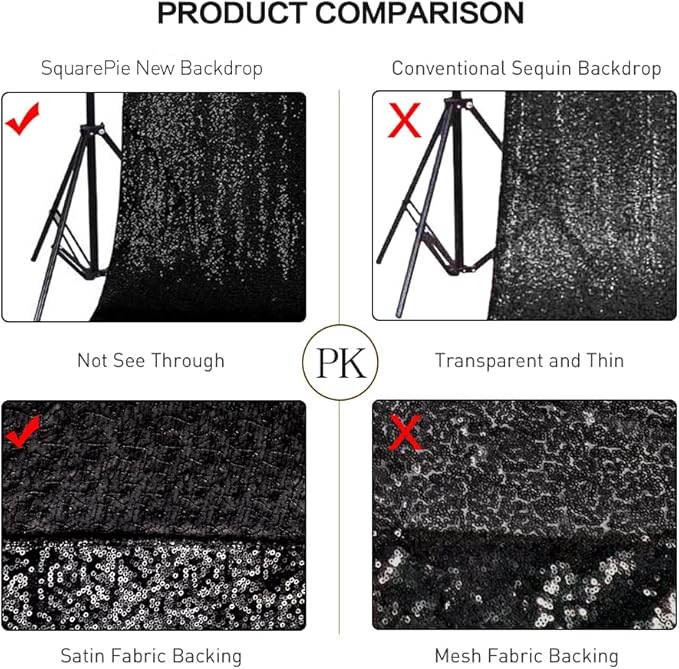 SquarePie Sequin Backdrop Curtain Less See Through Thick Glitter Background - Image 3