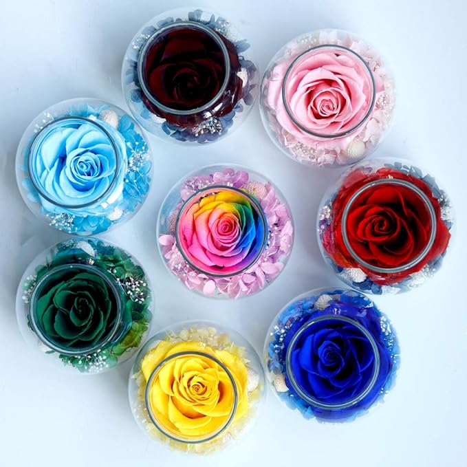 Preserved Real Roses with Colorful Mood Light Wishing Bottle, Eternal - Image 9