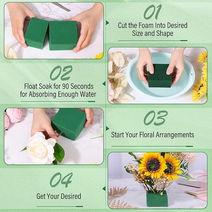 6 Pcs Floral Foam Blocks for Flower Arrangement, Wet and Dry Green Floral Foam - Image 6