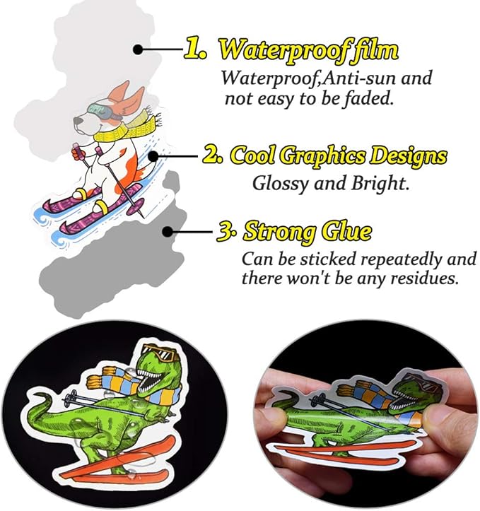 QTL Ski Stickers for Kids Skiing Stickers for Snowboard Helmet Adults Teens - Image 4