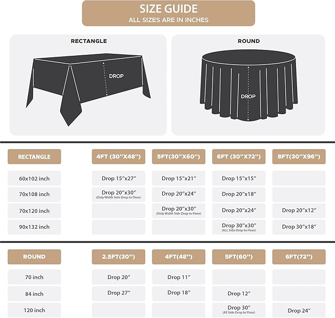 Fitable 8 Pack Round Tablecloths: Stain Resistant Wrinkle Free Circle Table - Image 5