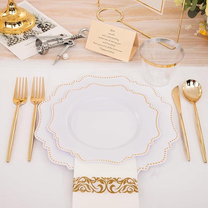 COLOSUS 175pcs Plastic Party Plates Disposable Plastic Dinnerware set. 25guests - Image 8